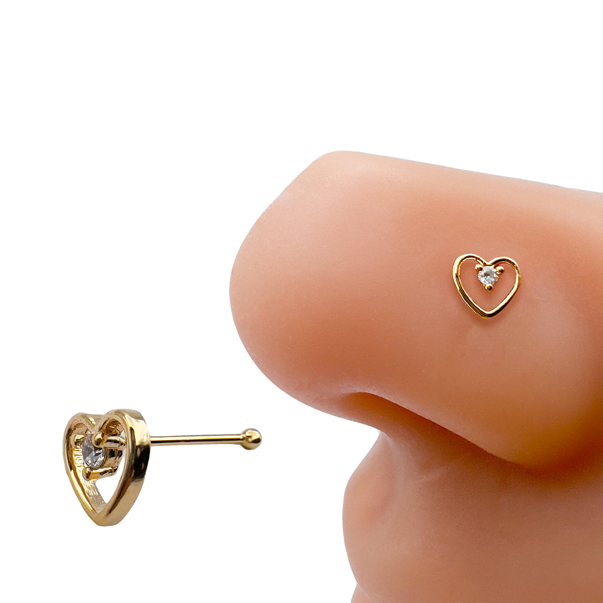 Ball Tip Nose Piercing - NP-088 Cubic Heart