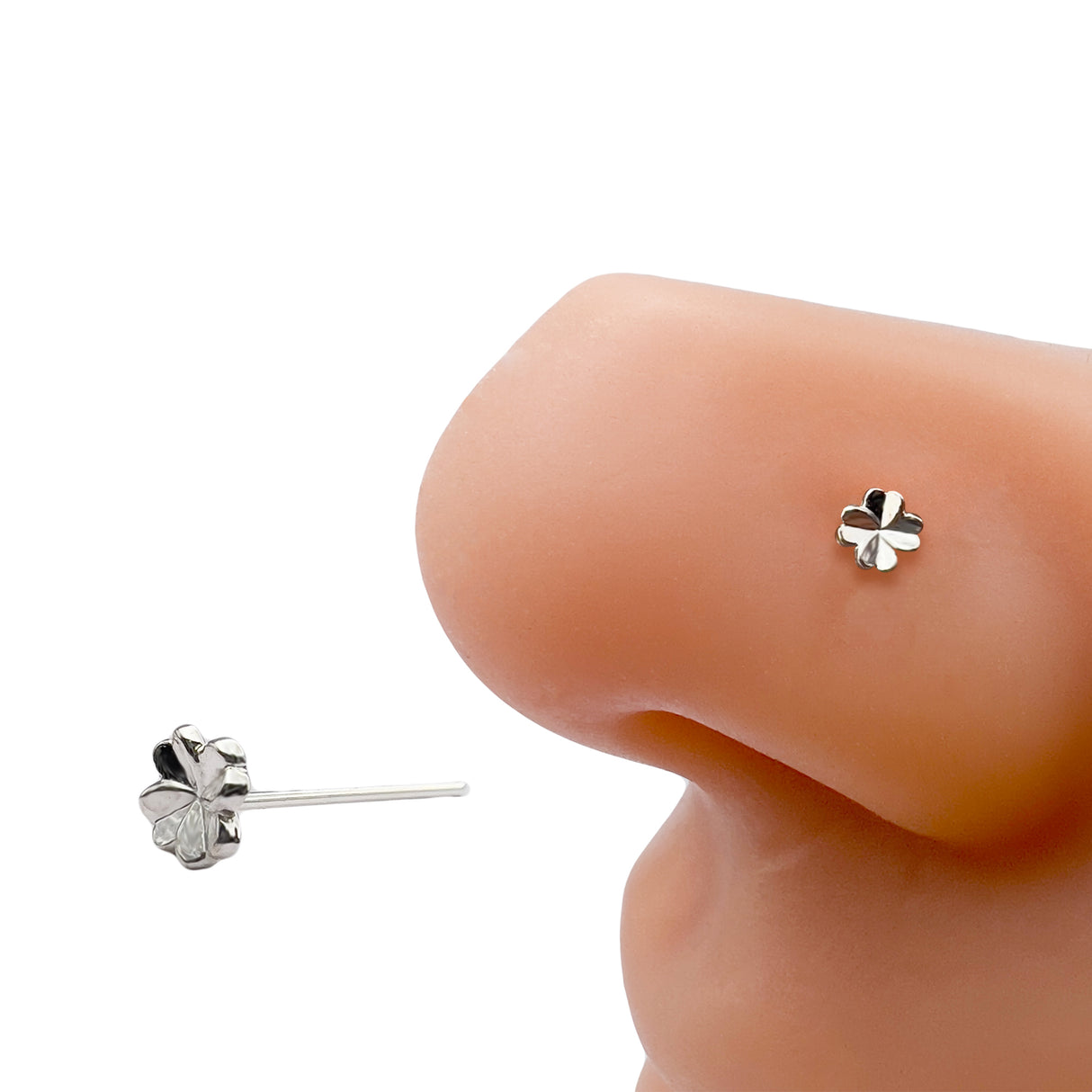Ball Tip Nose Piercing - NP-105 Four Leaf