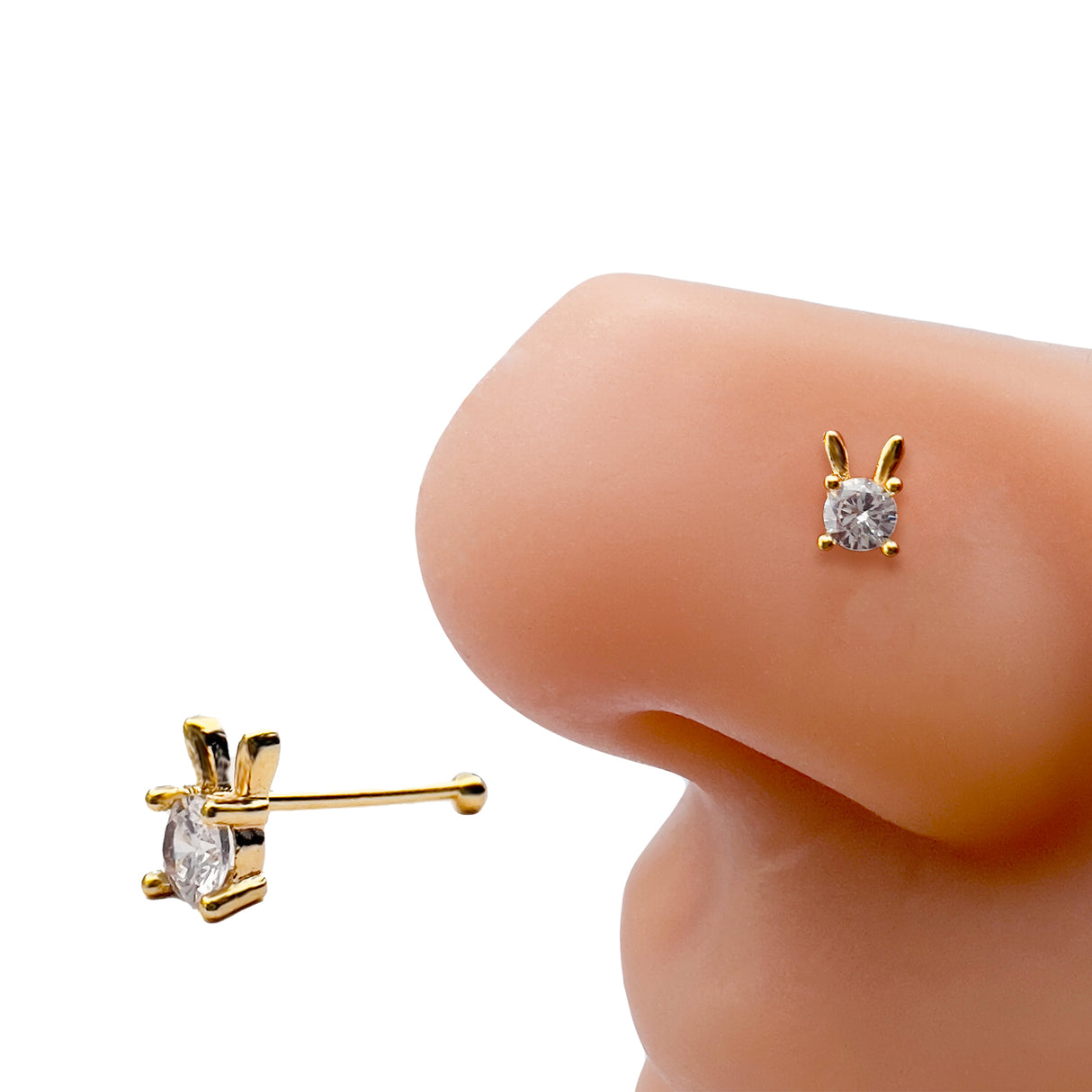 Ball Tip Nose Piercing - NP-116 Cubic Rabbit