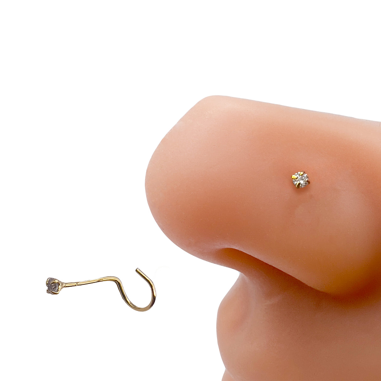 Screw Nose Piercing - NP-42 2MM Cubic