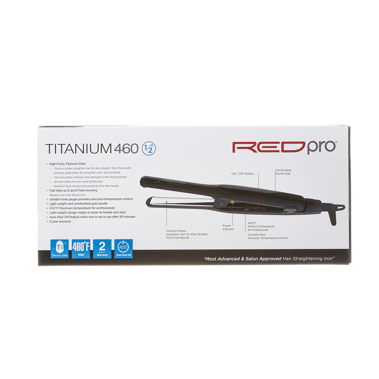 Red Pro By Kiss 1/2" Titanium 460 Flat Iron