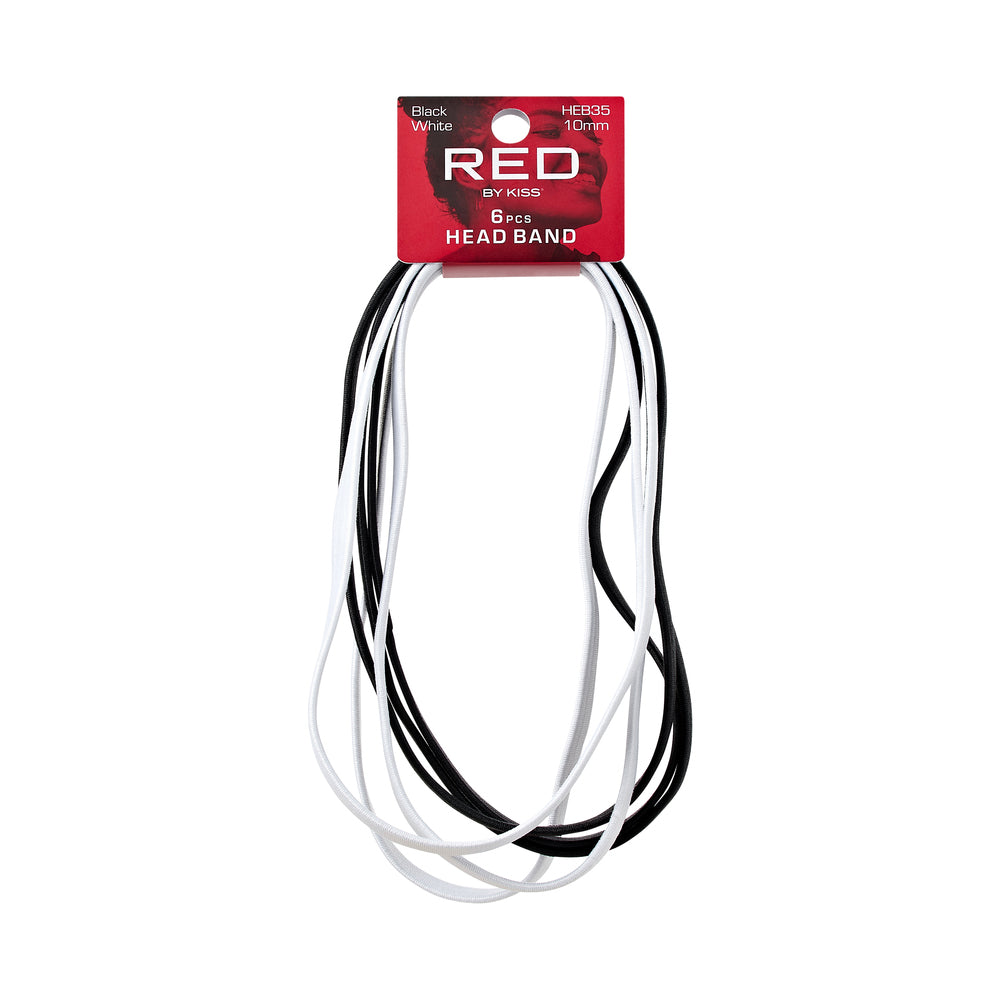 RED 10MM HEADBAND 6PCS (B & W)