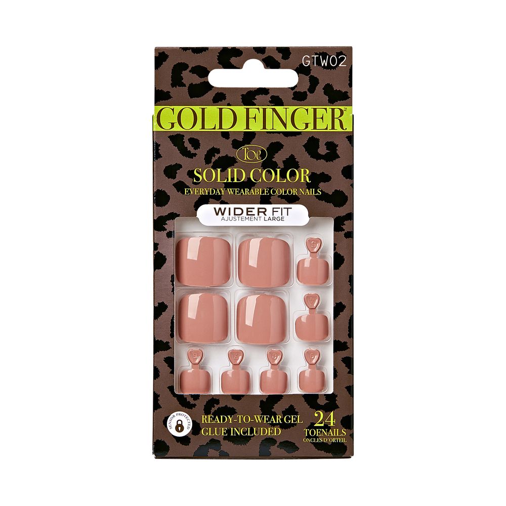 Kiss GoldFinger Solid Colors Wider Fit Press-On Pedicure Nails