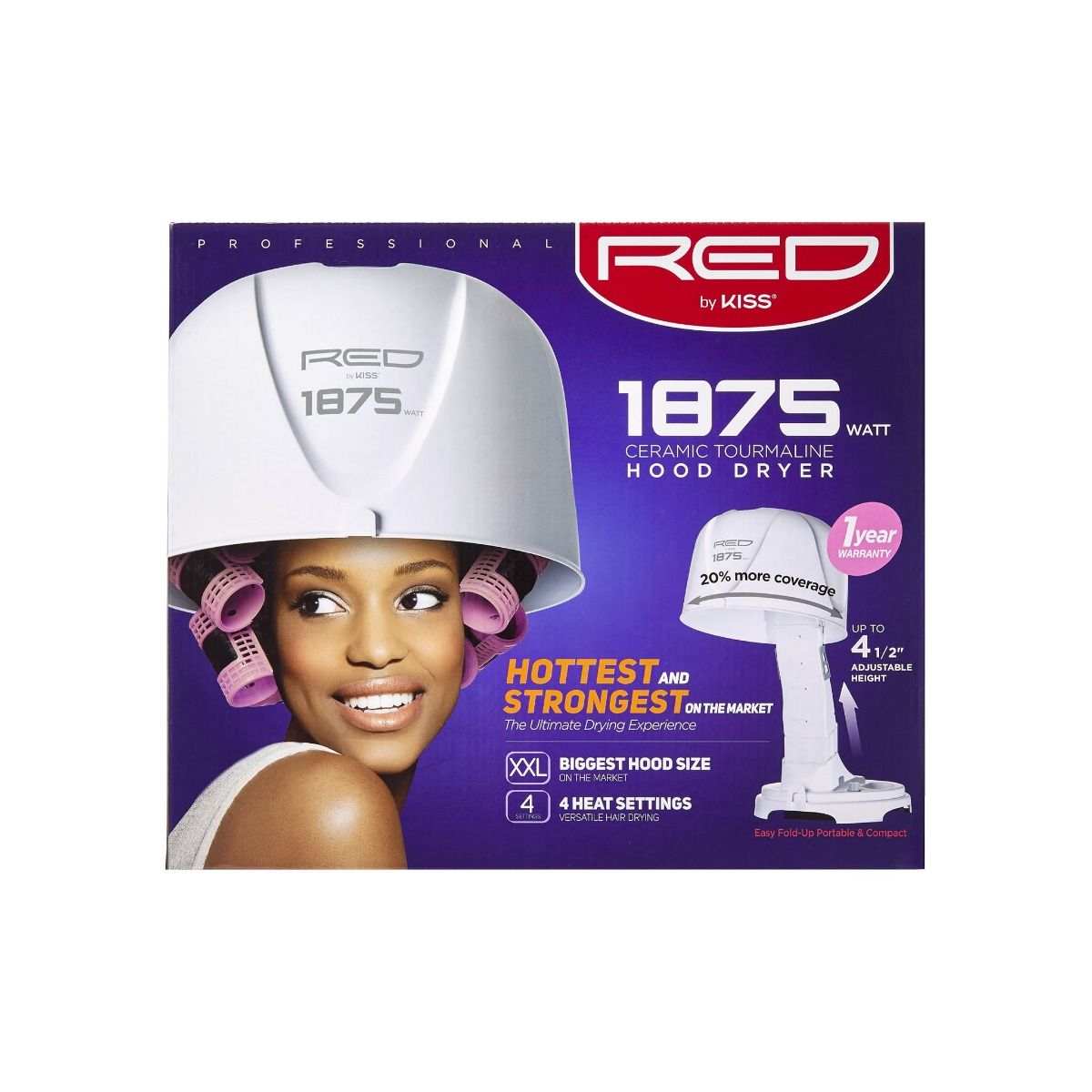 Red By Kiss 1875 Ceramic Tourmaline Hood Dryer