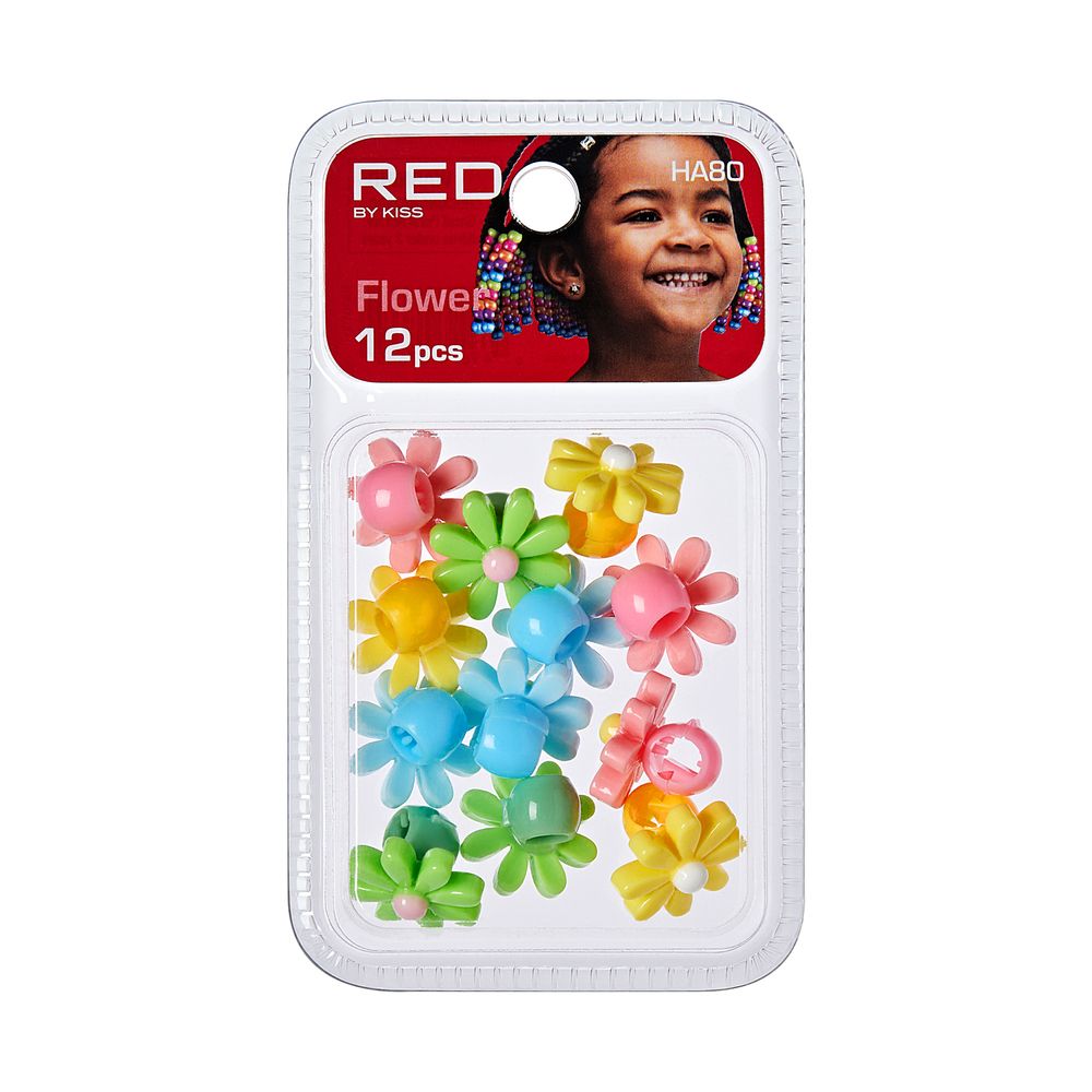 Red By Kiss Flower Hair Beads 12pcs