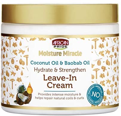 African Pride Moisture Miracle Coconut Oil & Baobab Oil Leave-In Cream 15oz