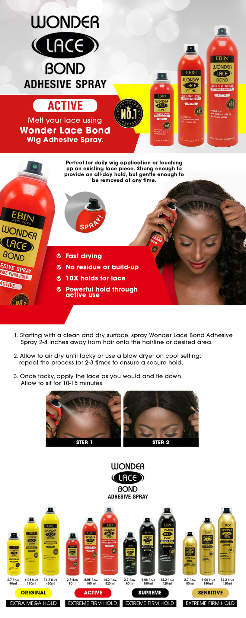 Ebin New York Wonder Lace Bond Adhesive Spray