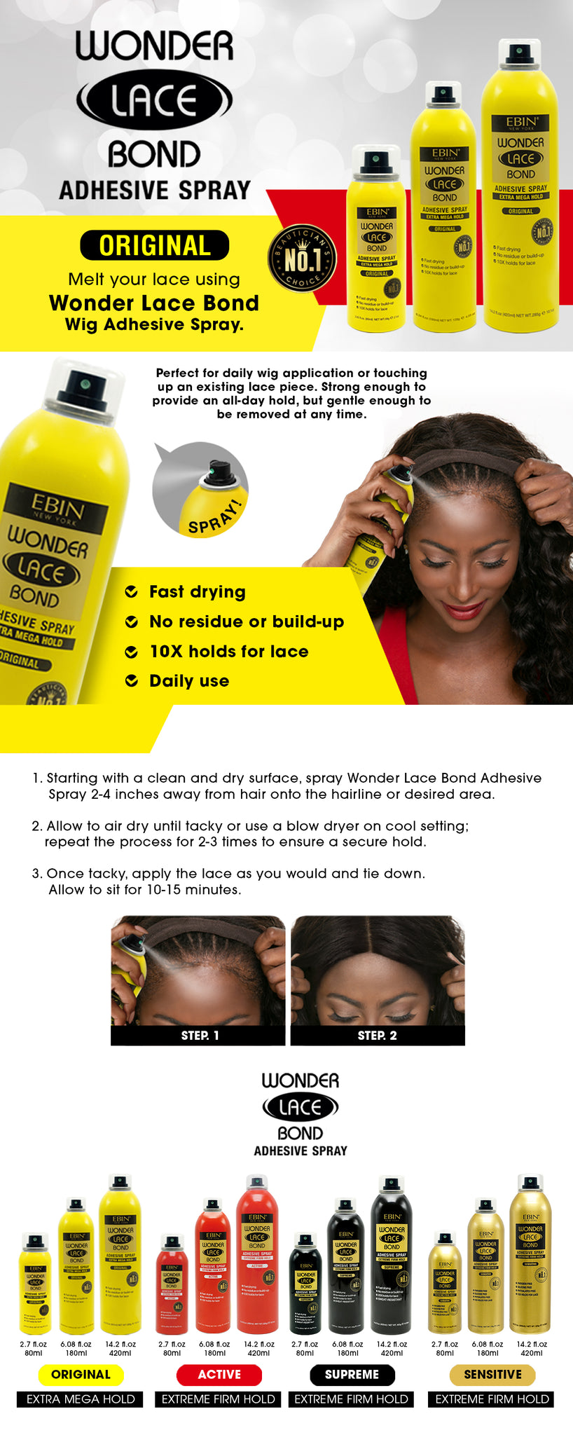 Ebin New York Wonder Lace Bond Adhesive Spray