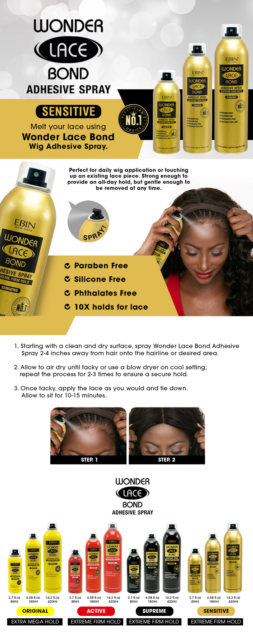Ebin New York Wonder Lace Bond Adhesive Spray