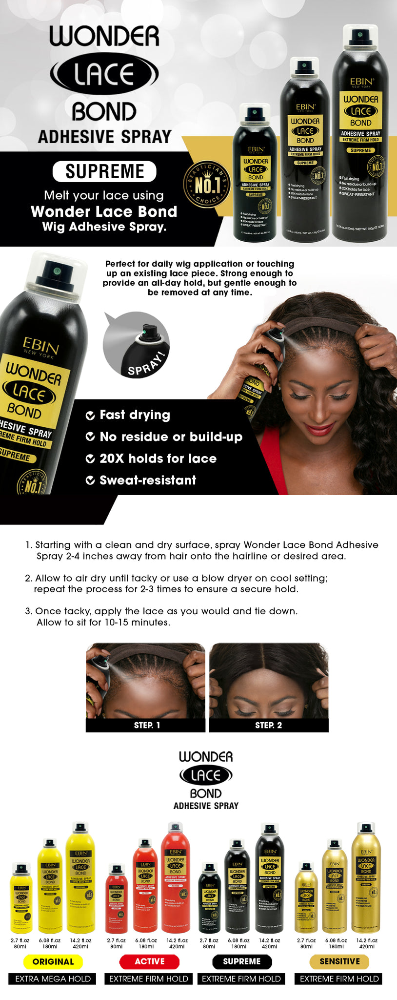 Ebin New York Wonder Lace Bond Adhesive Spray