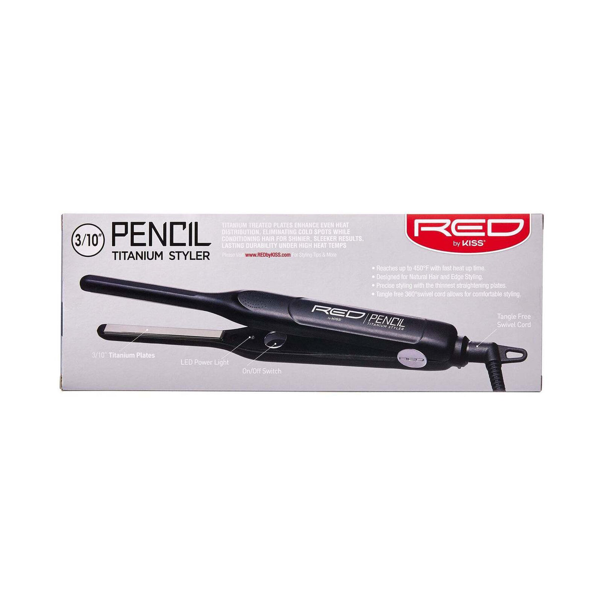 Red Pro By Kiss 3/10" Titanium Styler Flat Iron