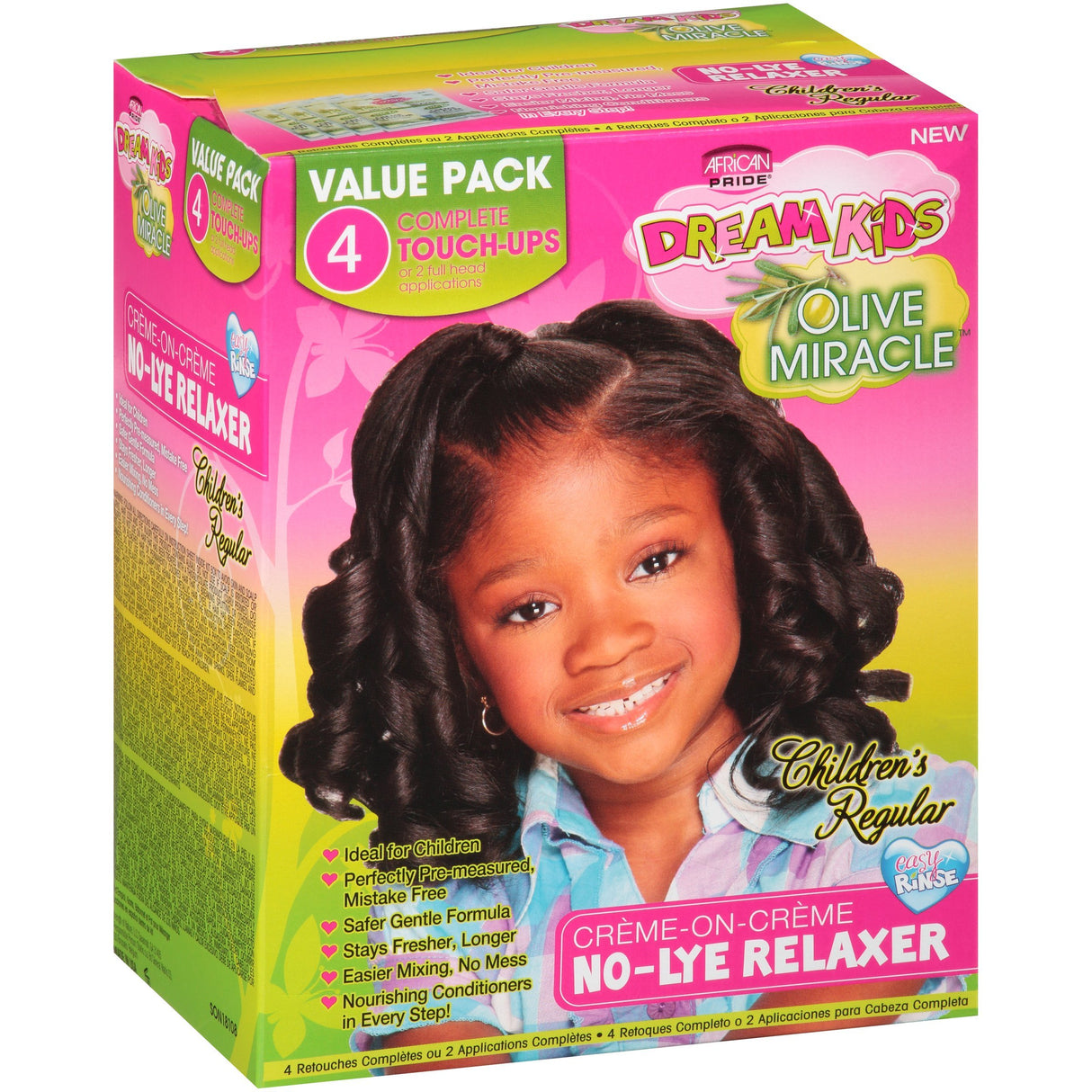 African Pride Olive Miracle Dream Kids No-Lye Relaxer System 4 Touch-Up Applications