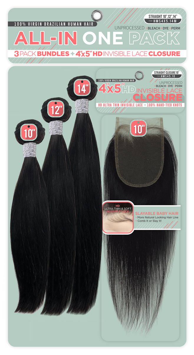All In One Pack All-In One Pack 3 PACK Bundles with Closure Unprocessed 100% Virgin Br ...