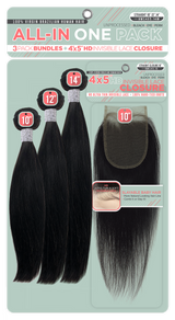 All-In One Pack 3 PACK Bundles with Closure Unprocessed 100% Virgin Brazilian Human Hair