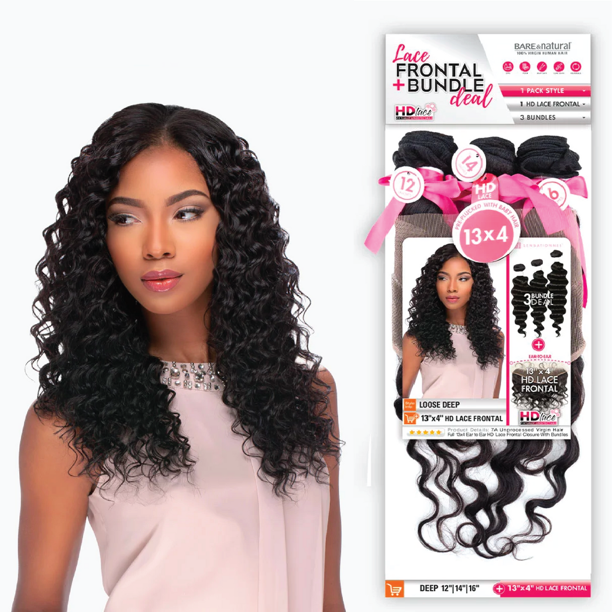 Sensationnel Bare & Natural 4pc Bundle & 13"x4" HD Lace Frontal