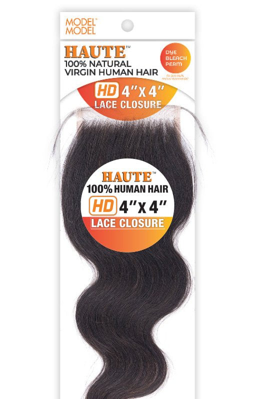 Model Model Haute 100% Natural Virgin Human Hair 4" x 4" Lace Closure