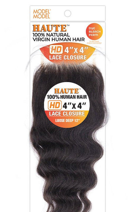 Model Model Haute 100% Natural Virgin Human Hair 4" x 4" Lace Closure