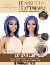 Motown Tress HD Invisible Lace 13"x7" Fake Scalp Wig - LS137.BLUE