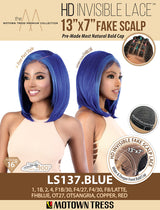 Motown Tress HD Invisible Lace 13"x7" Fake Scalp Wig - LS137.BLUE