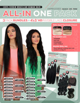 All-In One Pack 3 PACK Bundles with Closure Unprocessed 100% Virgin Brazilian Human Hair