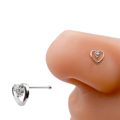 Ball Tip Nose Piercing - NP-088 Cubic Heart