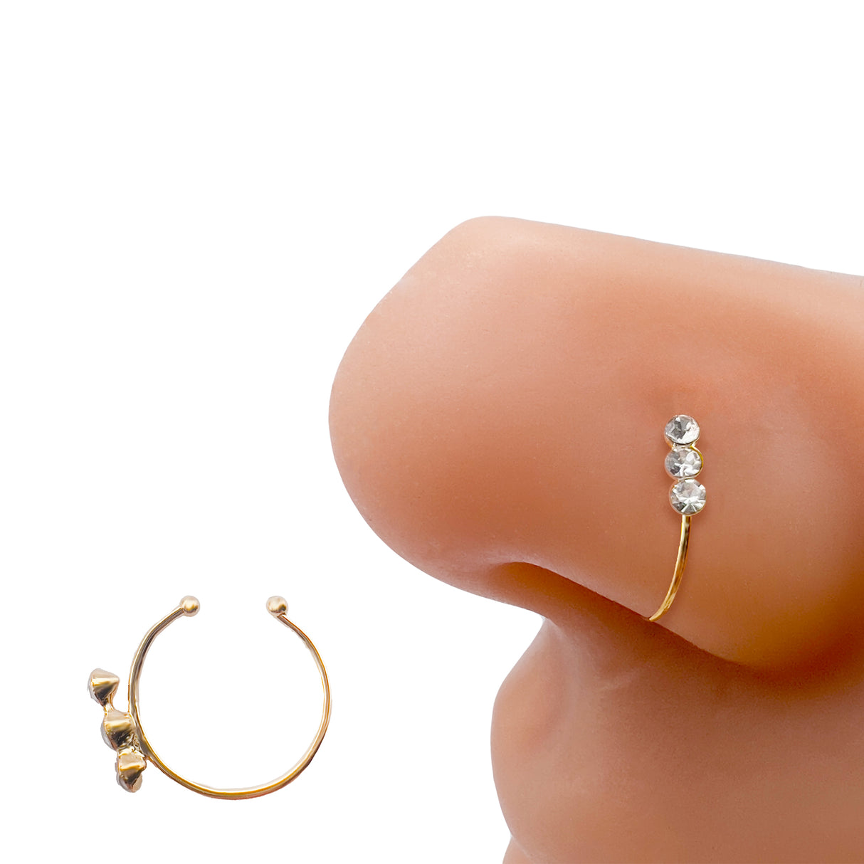 Hoop Nose Piercing - NP-54 Triple Cubic