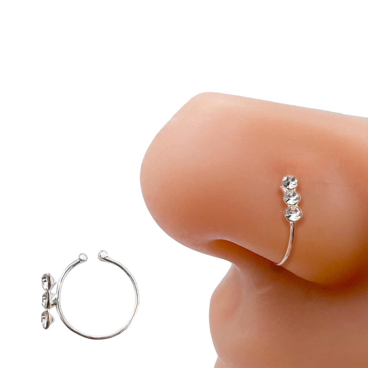 Hoop Nose Piercing - NP-54 Triple Cubic