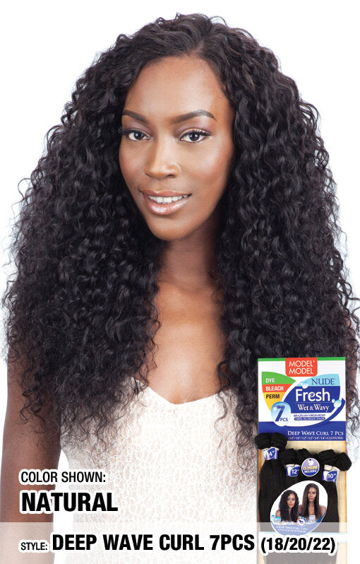 Model Model Fresh Wet & Wavy Brazilian Virgin Remy - 7pc Bundle with Circle Closure