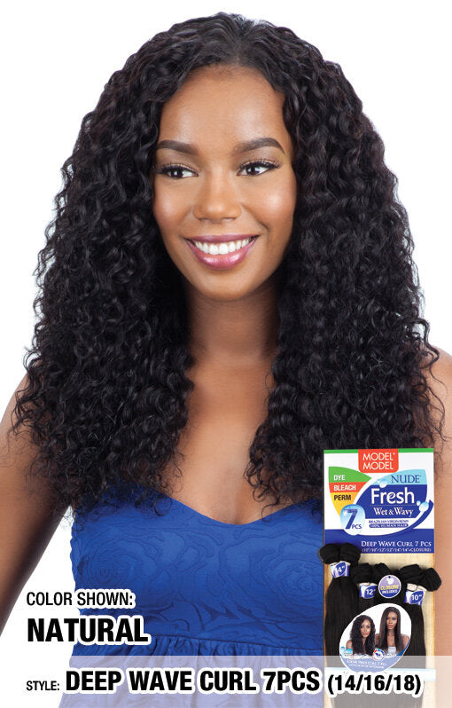 Model Model Fresh Wet & Wavy Brazilian Virgin Remy - 7pc Bundle with Circle Closure