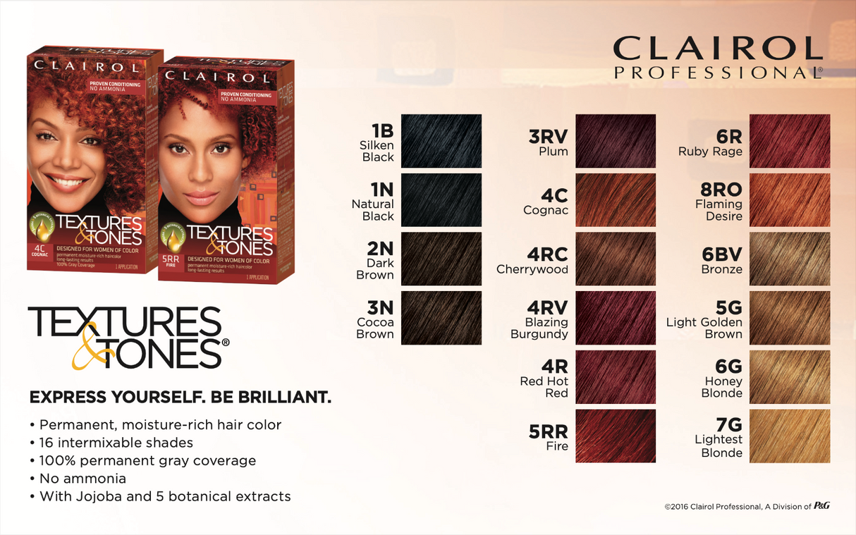 Clairol Textures & Tones Permanent Moisture-Rich Hair Color 1 Application