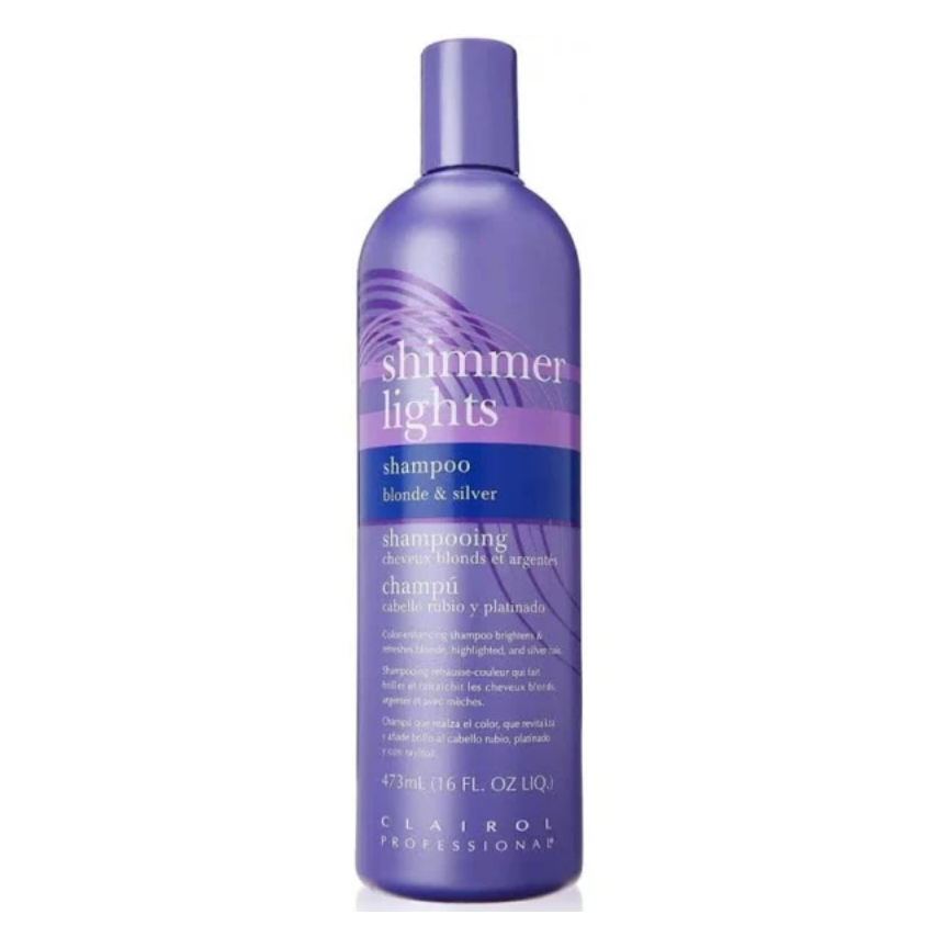 Clairol Professional Shimmer Lights Blonde & Silver Shampoo 2oz/8oz/16oz