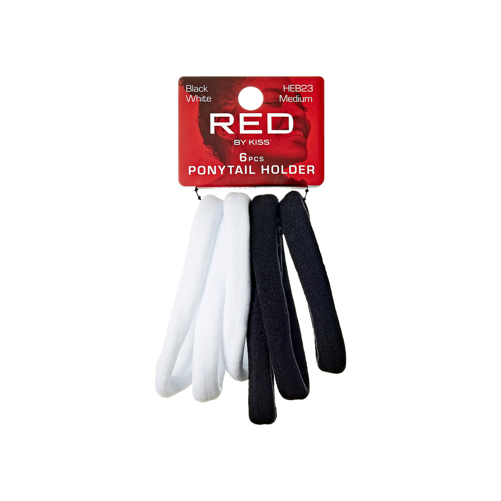 Red by Kiss M Ponytail Holders 6pcs Black/White