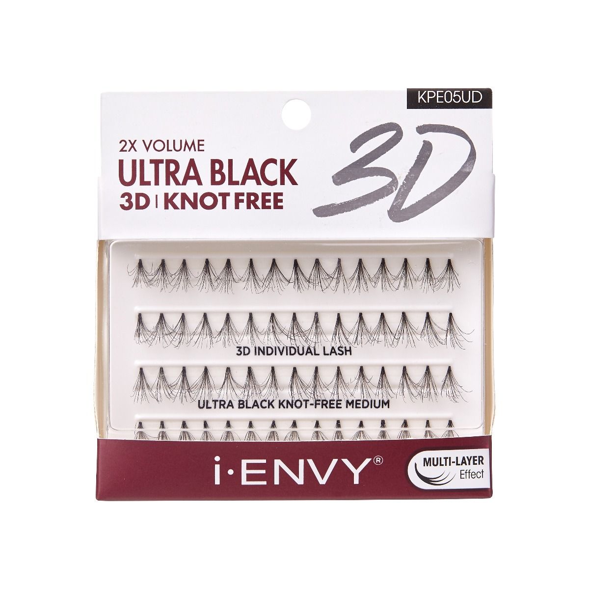 i-ENVY by Kiss 3D Individual Ultra Black Knot Free Flare Individual Eyelashes 60pc