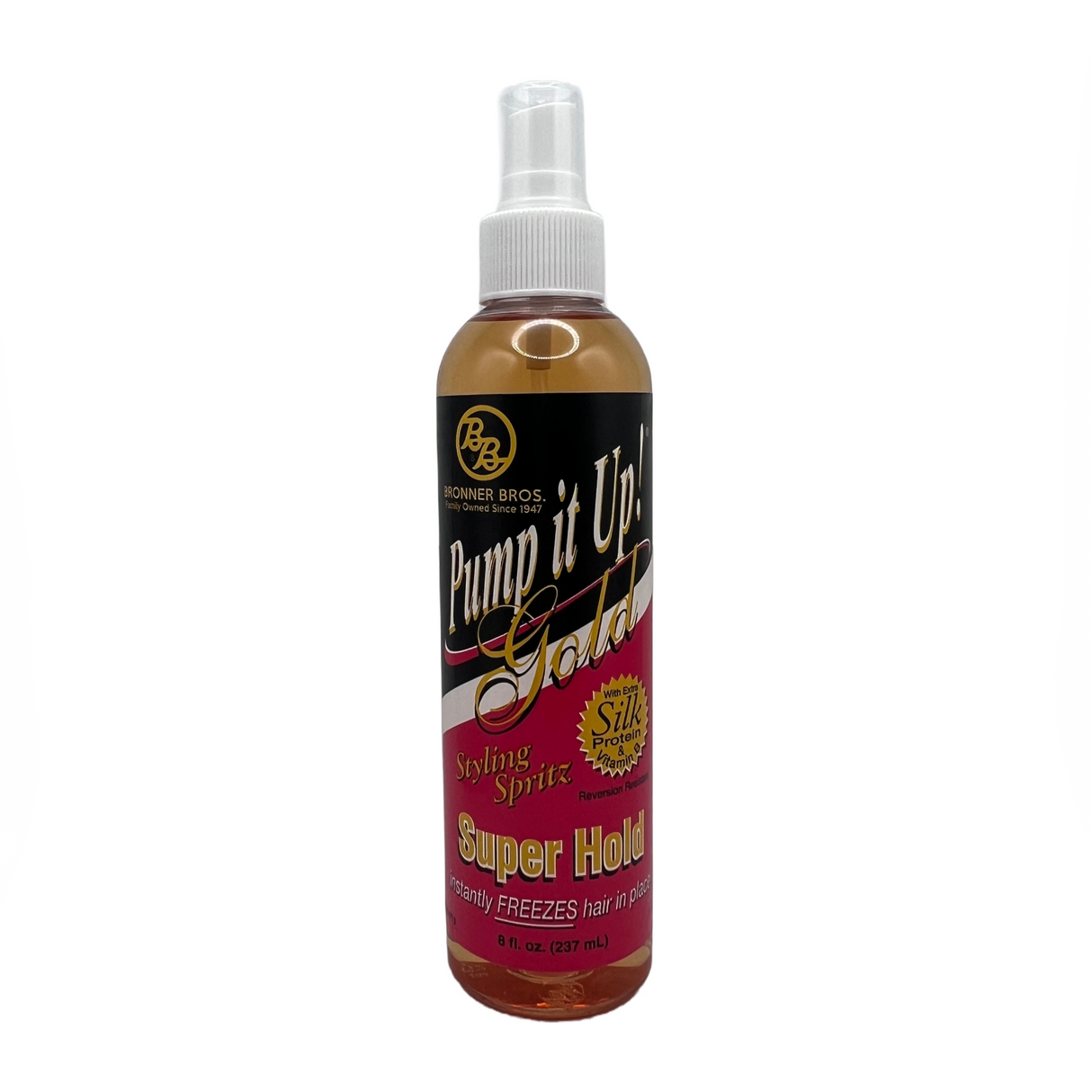 BB Pump It Up! Gold Styling Spritz Super Hold 80% 8oz