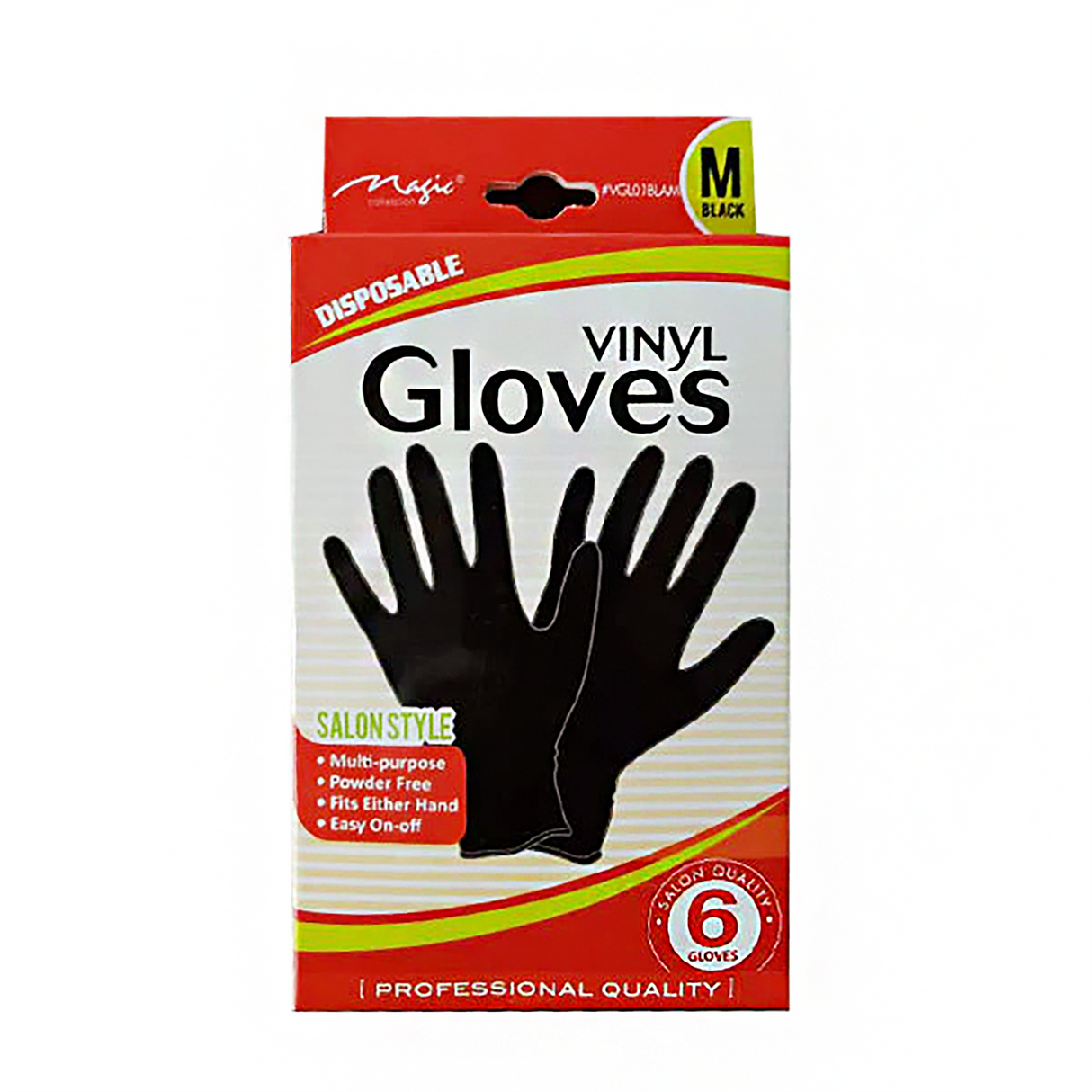 Magic Collection Vinyl Gloves Black 6ct