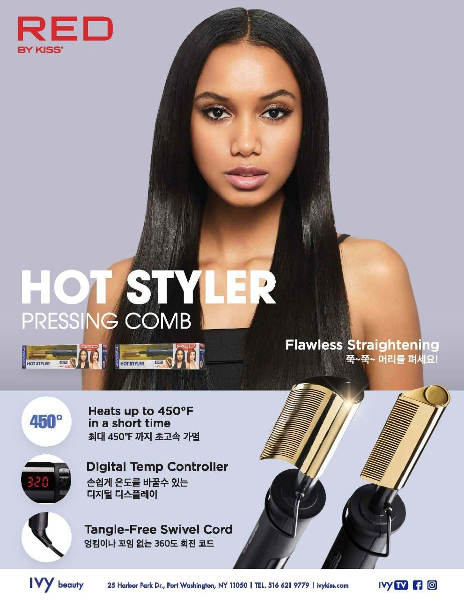 Red by Kiss Curved Hot Styler Pressing Comb