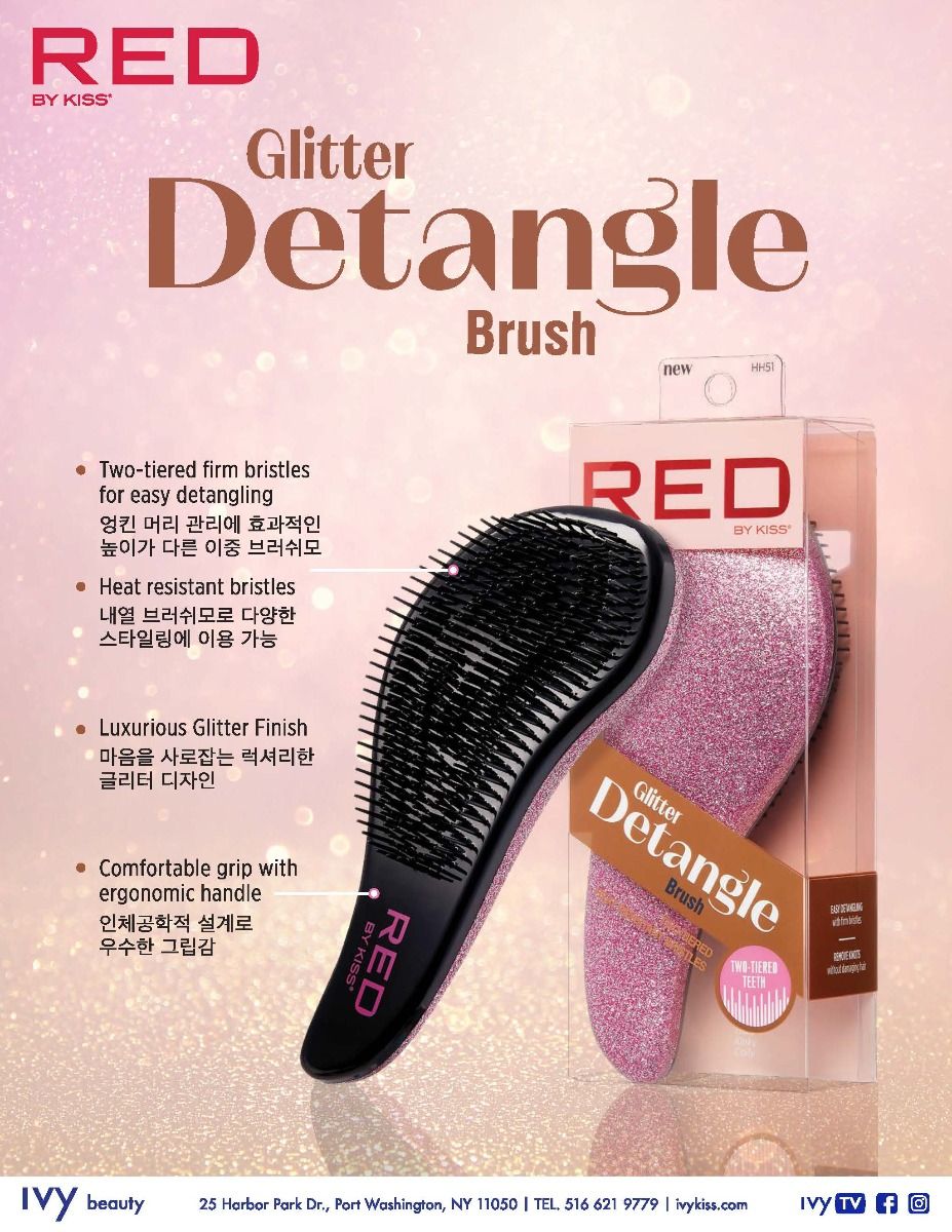 Red by Kiss Glitter Detangle Brush