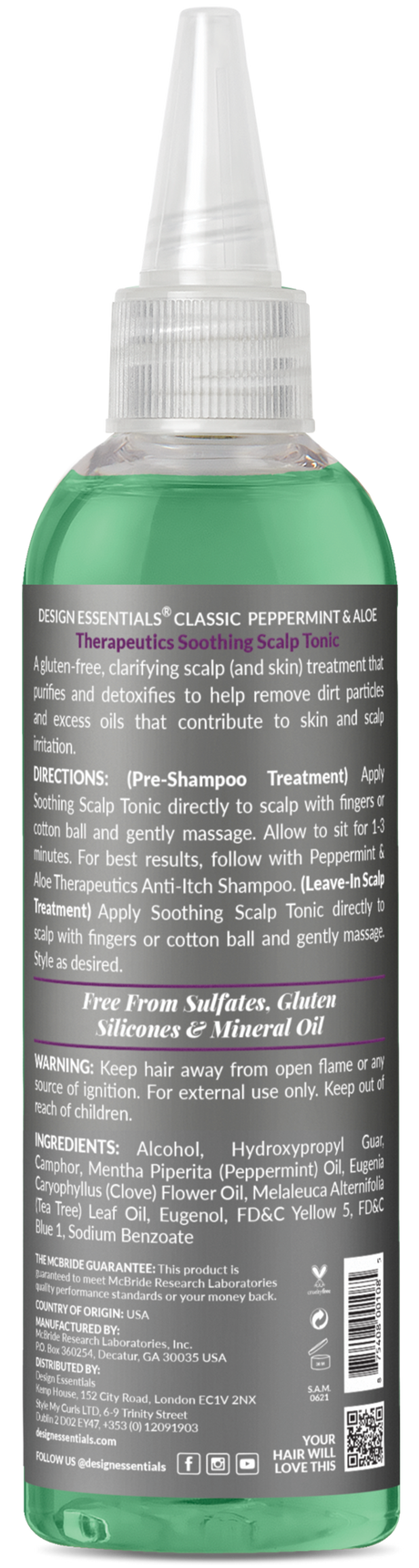 Design Essentials Peppermint & Aloe Therapeutics Soothing Scalp Tonic 4oz